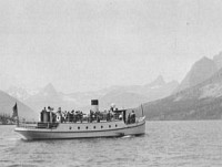 the st mary launch en route to going to the sun chalets