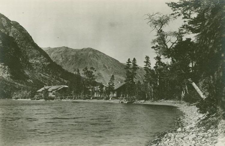 historic image of the Two Medicine Chalet complex